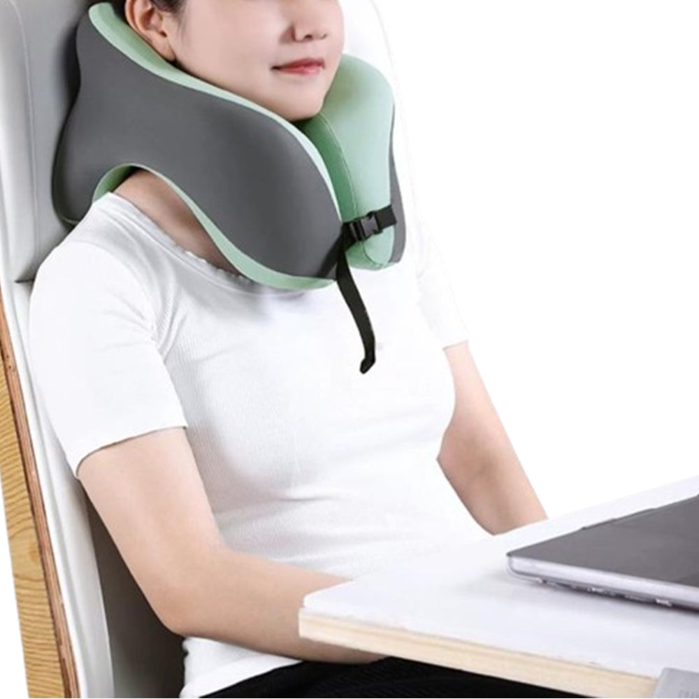 Travel Neck Pillow U-Shaped Neck Support Memory Foam Pillows Green