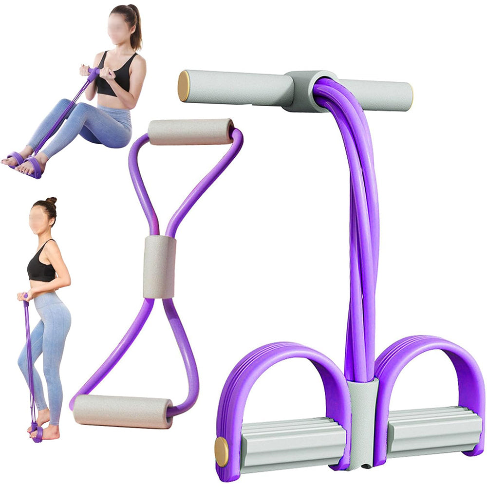 8-Tube Ab Exercise Equipment with Pedal and Resistance Band-Purple