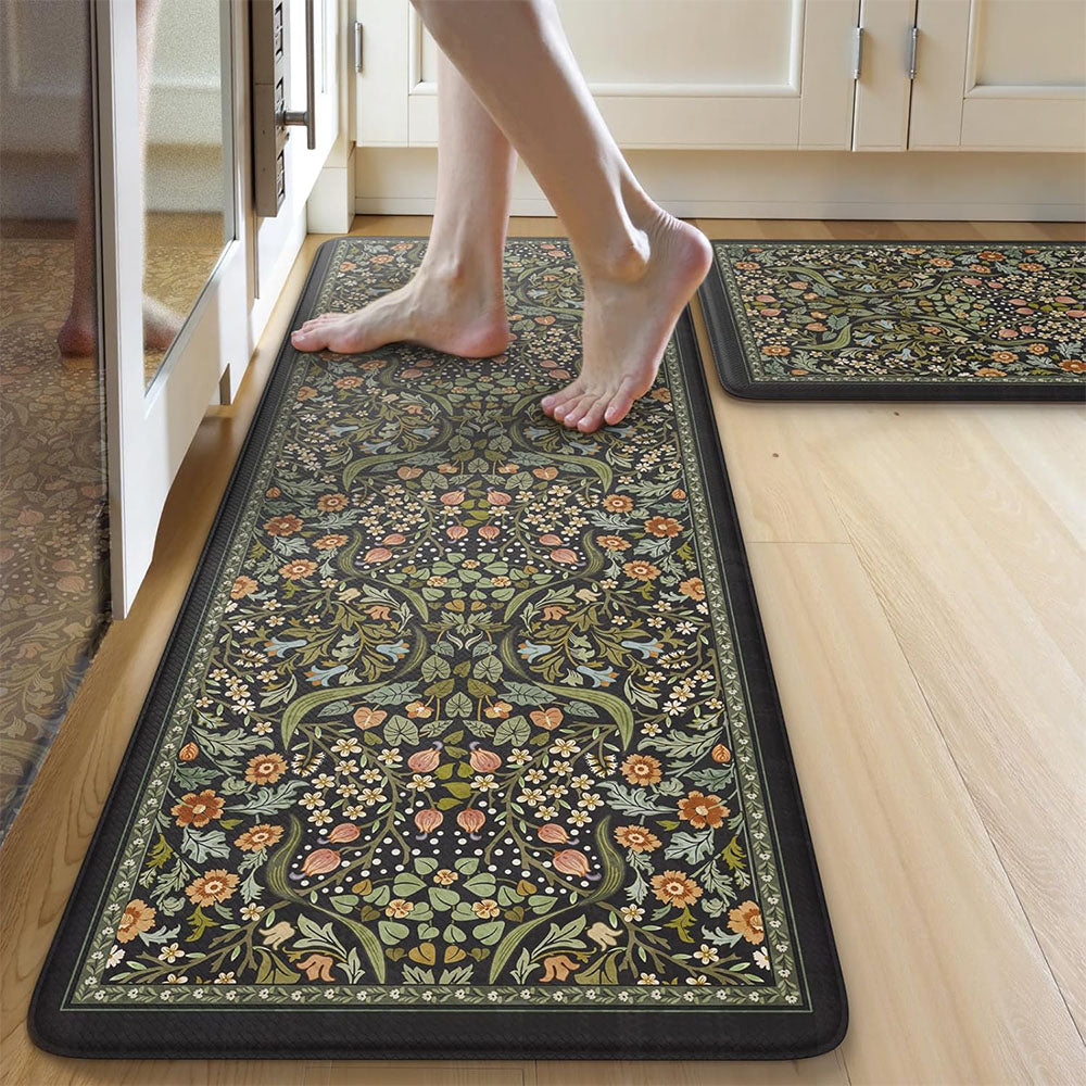 2 Piece Diatomite Kitchen Floor Mat Set - Olive