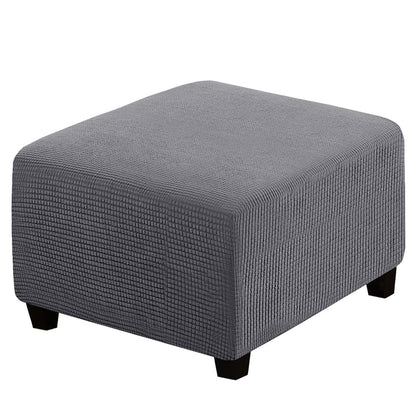Square Ottoman Cover Stretch Textured Slipcover for Footstool Dark Gray L