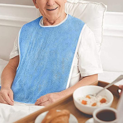 2pcs Washable Bibs for Elderly Microfiber Bib for Eating Cooking Blue