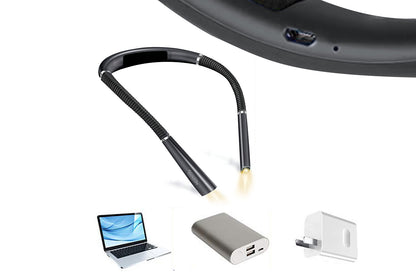 LED Neck Reading Light Book Light for Reading in Bed 3 Colors-Black