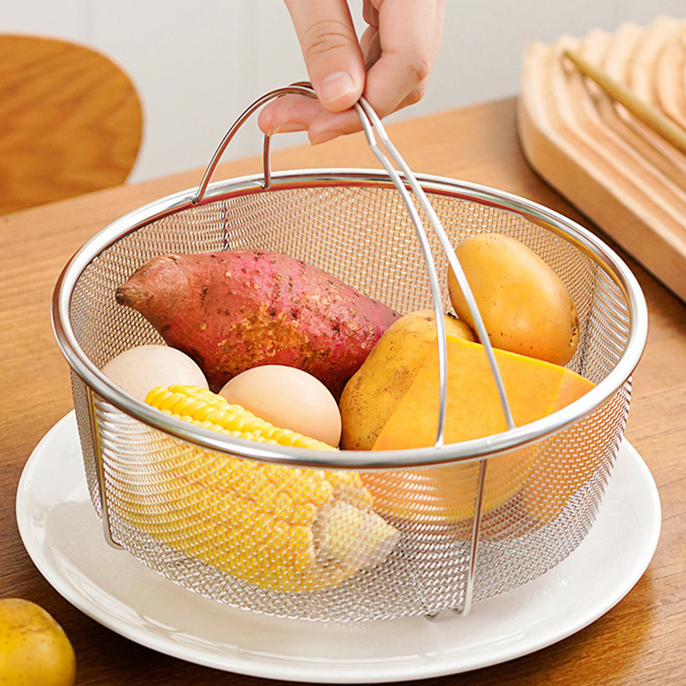 2Pcs Stainless Steel Steamer Basket Pasta Strainer with Handle Instant Pot Cooker Accessories