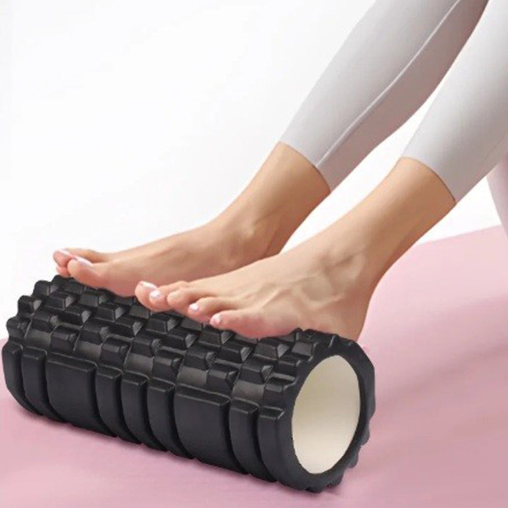 Fitness Foam Roller Set for Deep Tissue Muscle Massage Exercise Massage Rollers Black