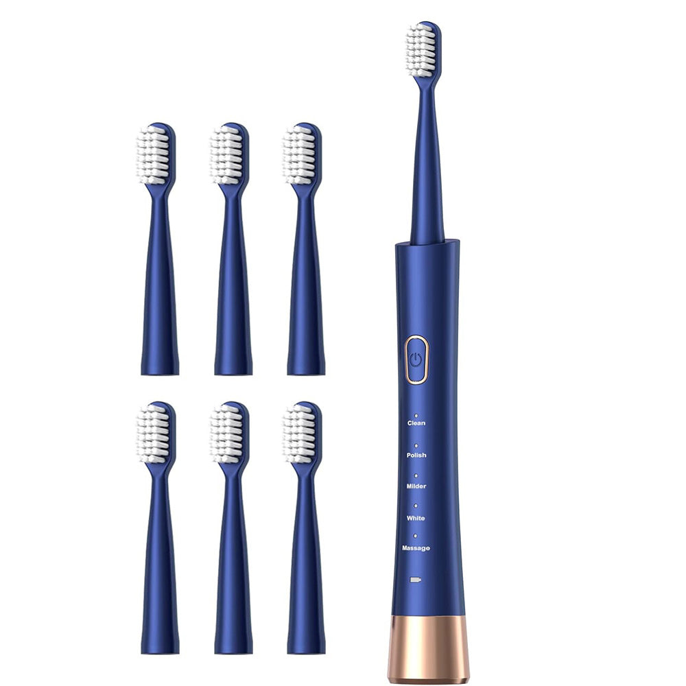Electric Toothbrush for Adults ¨C Sonic Toothbrush with 6 Brush Heads and Smart Timer Blue