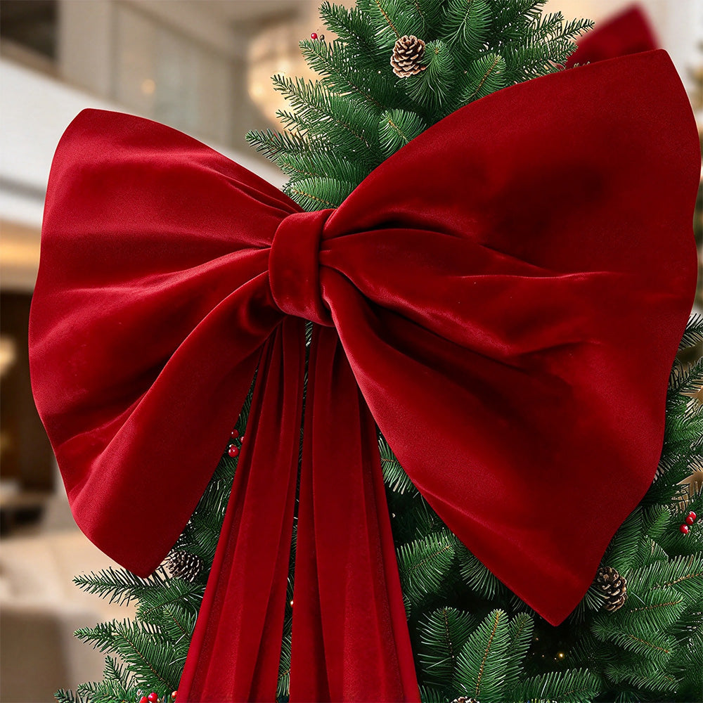 230cm Christmas Tree Topper Bow Large Decorative Bow with Long Streamers Red