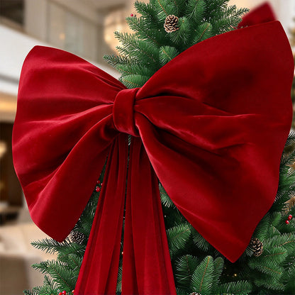 230cm Christmas Tree Topper Bow Large Decorative Bow with Long Streamers Red