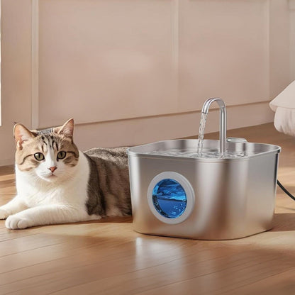 USB 2.2L Stainless Steel Pet Water Fountain for Cats and Small Dogs Style 1
