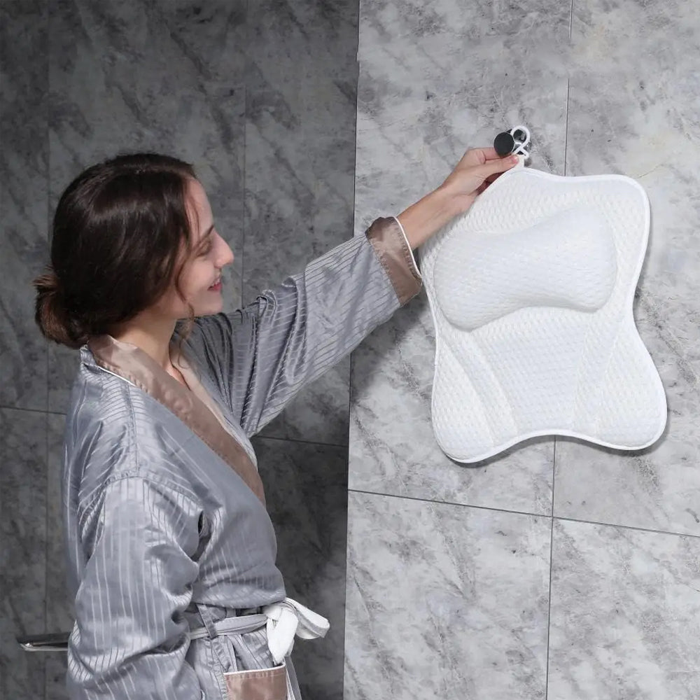 4D Bath Pillows Bathtub Rest Pillow Spa Neck and Back Support Headrest with Suction Cups Style 2