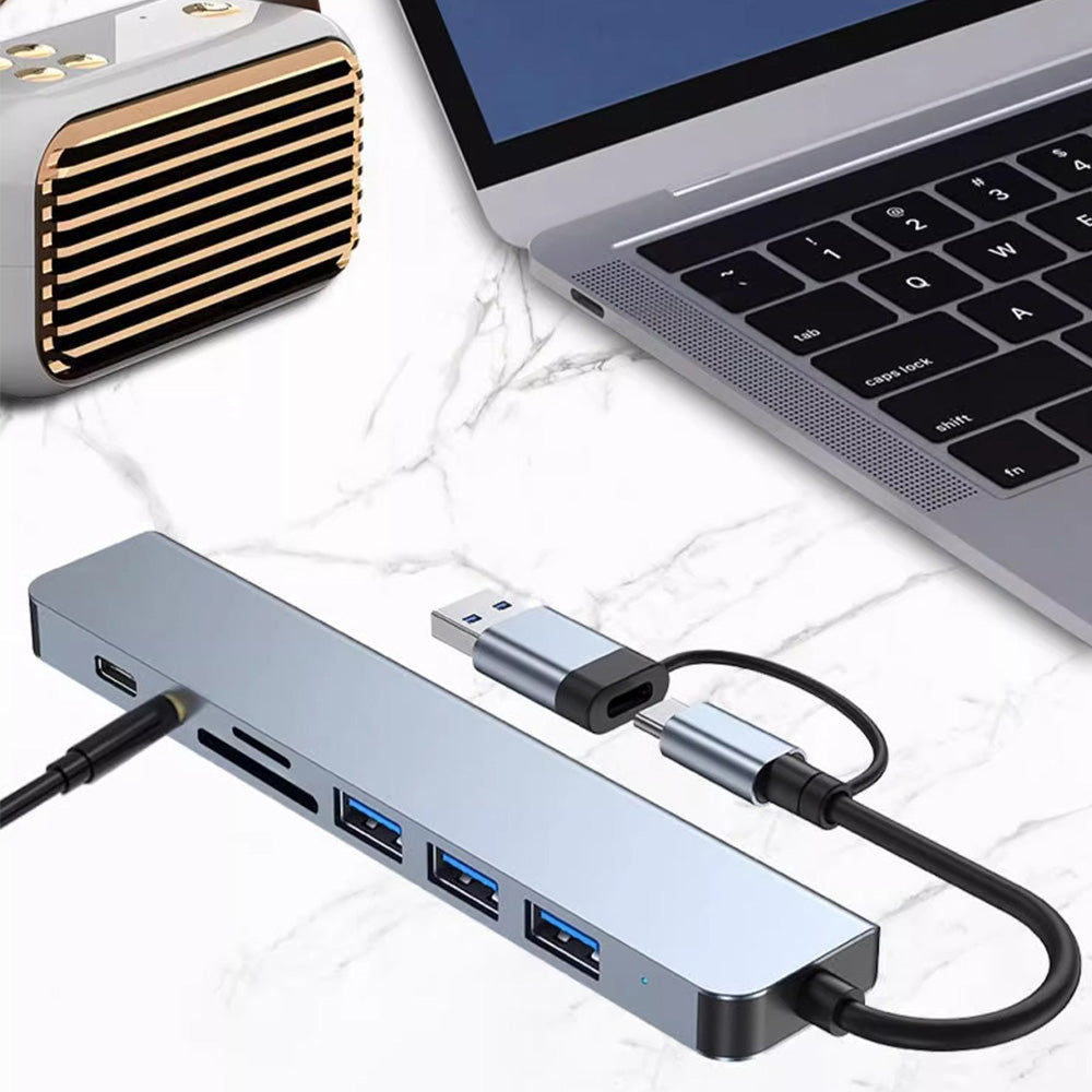 8-in-1USB-C HUB Multiport Adapter SD/TF Card Reader for Laptop Desktop