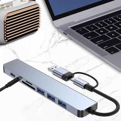 8-in-1USB-C HUB Multiport Adapter SD/TF Card Reader for Laptop Desktop