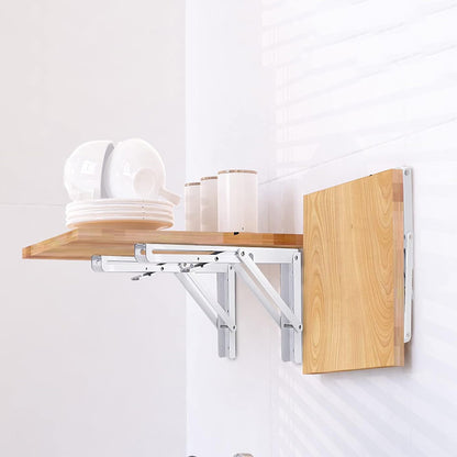 2Pcs 90 Degree Foldable Metal Shelf Brackets-White