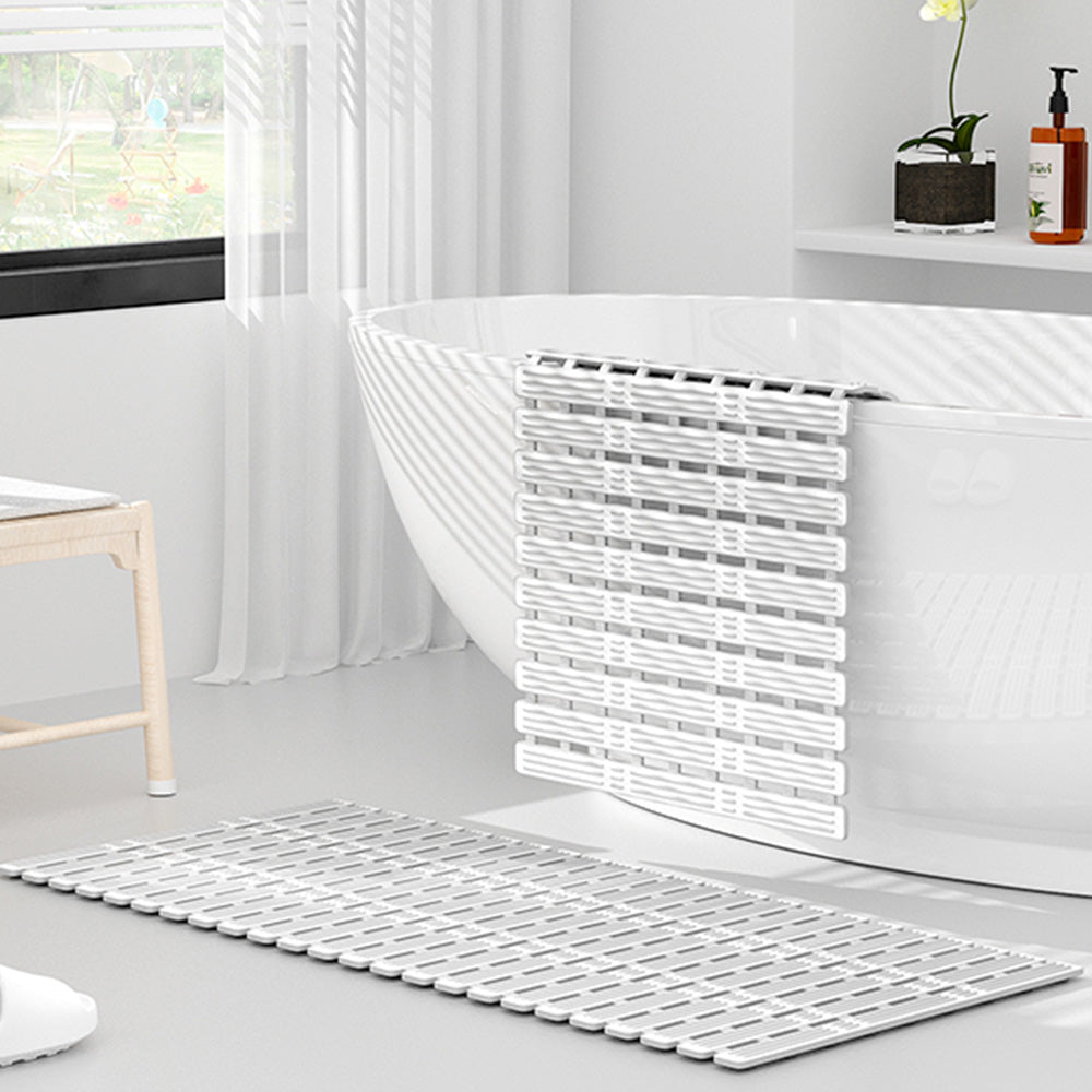 Non-Slip Shower Mat Suction Mounted Bathtub Mat with Drain Holes Grey