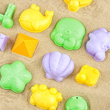 17 Piece Set Beach Toy Set with Foldable Sand Bucket- Green