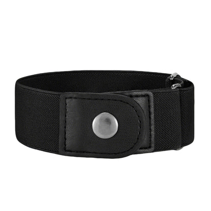 2Pcs Elastic Side Buckle Belt for Jeans Pants Unisex Adults Adjustable Waistband Stretch-Black