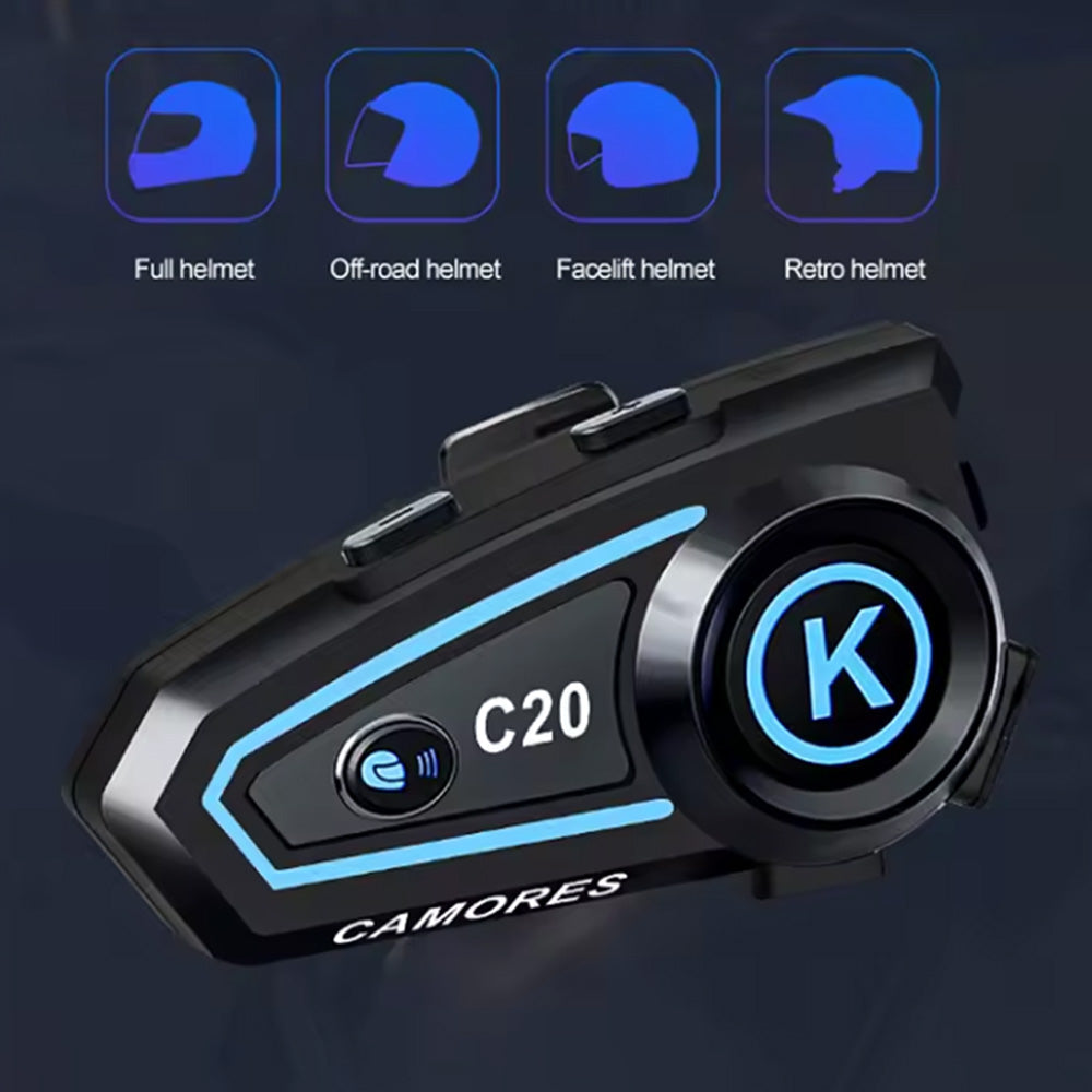 5.4 Bluetooth Motorcycle Headset Speaker Wireless Helmet Headphone with LED Light