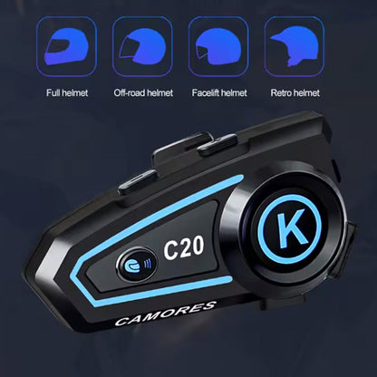 5.4 Bluetooth Motorcycle Headset Speaker Wireless Helmet Headphone with LED Light