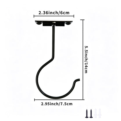 Self Adhesive Foldable Banana Hook for Under Cabinet Metal Holder for Kitchen-Black