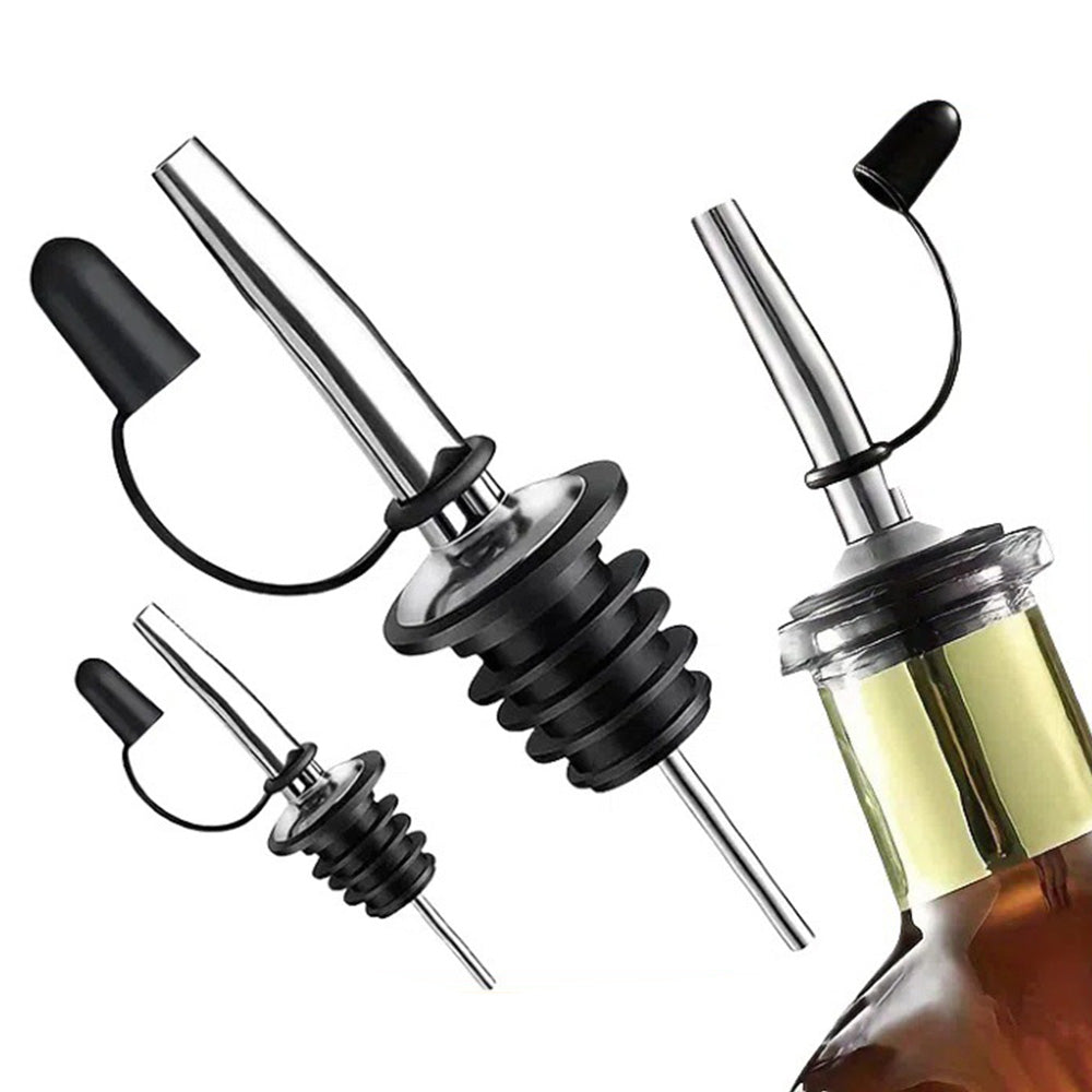 12Pcs Stainless Steel Non Drip Wine Pourers with Dust Caps-Silver