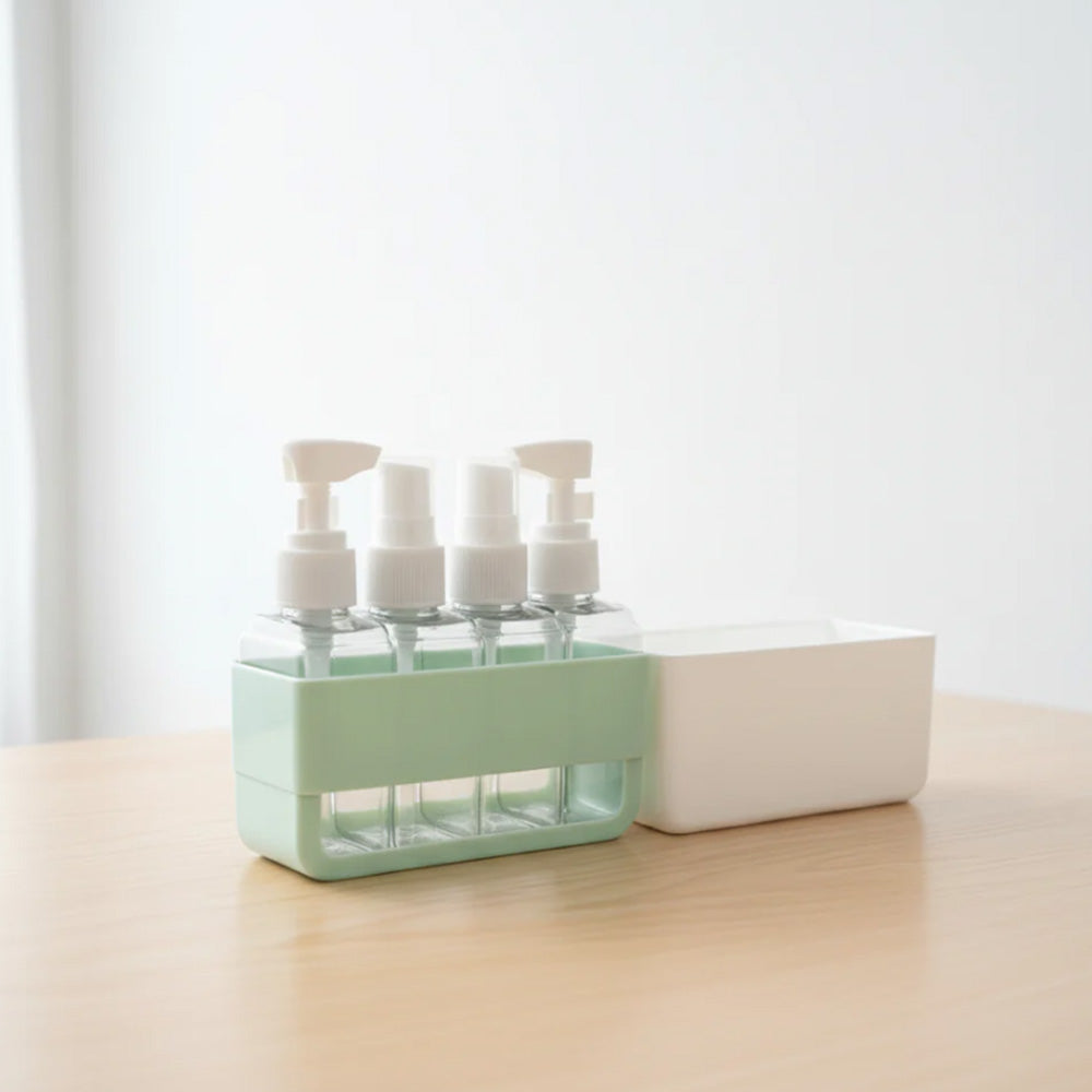 Portable 4-in-1 Travel Bottle Set for Toiletries-Green