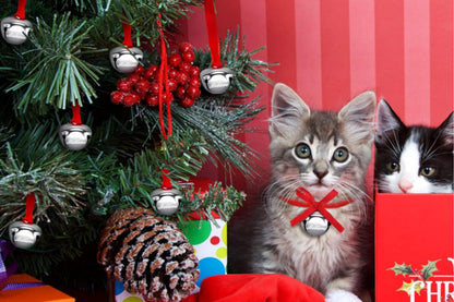 20Pcs Christmas Believe Bell Ornaments Silver Santa Sleigh Bell