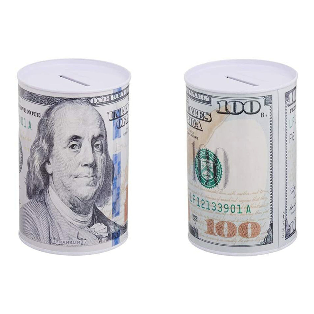2Pcs Money Savings Piggy Bank Bill Coin Saver Tin