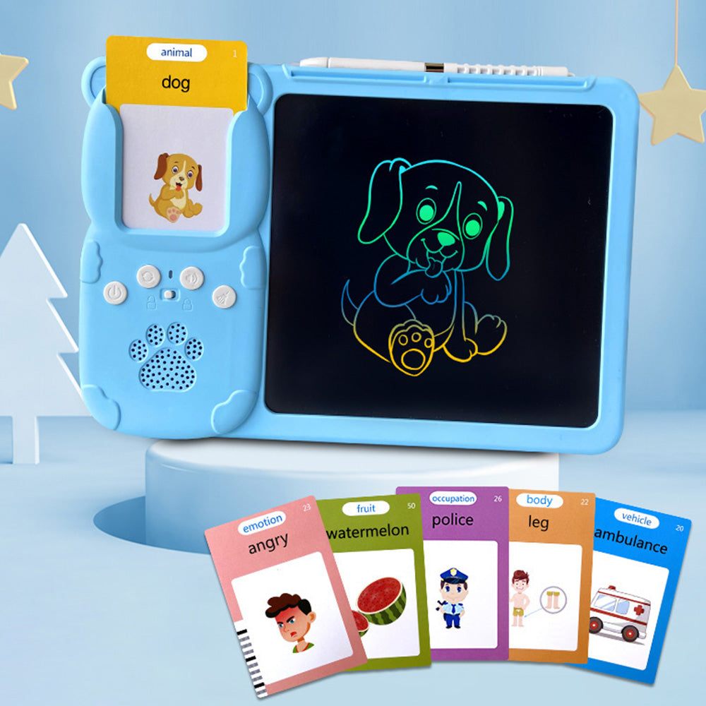 Talking Flash Cards Toys 510 Words with Drawing Tablet for Boys Girls-Blue
