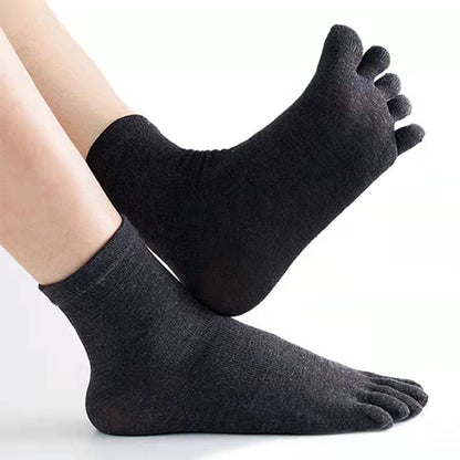 5 Piece Mens Breathable Five Toe Socks - Black