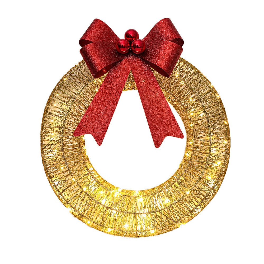 Christmas Hanging Wreath Festive Artificial Garland Decoration Gold