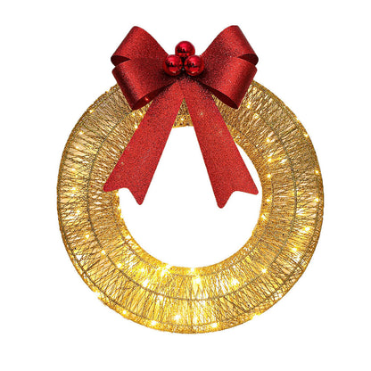 Christmas Hanging Wreath Festive Artificial Garland Decoration Gold