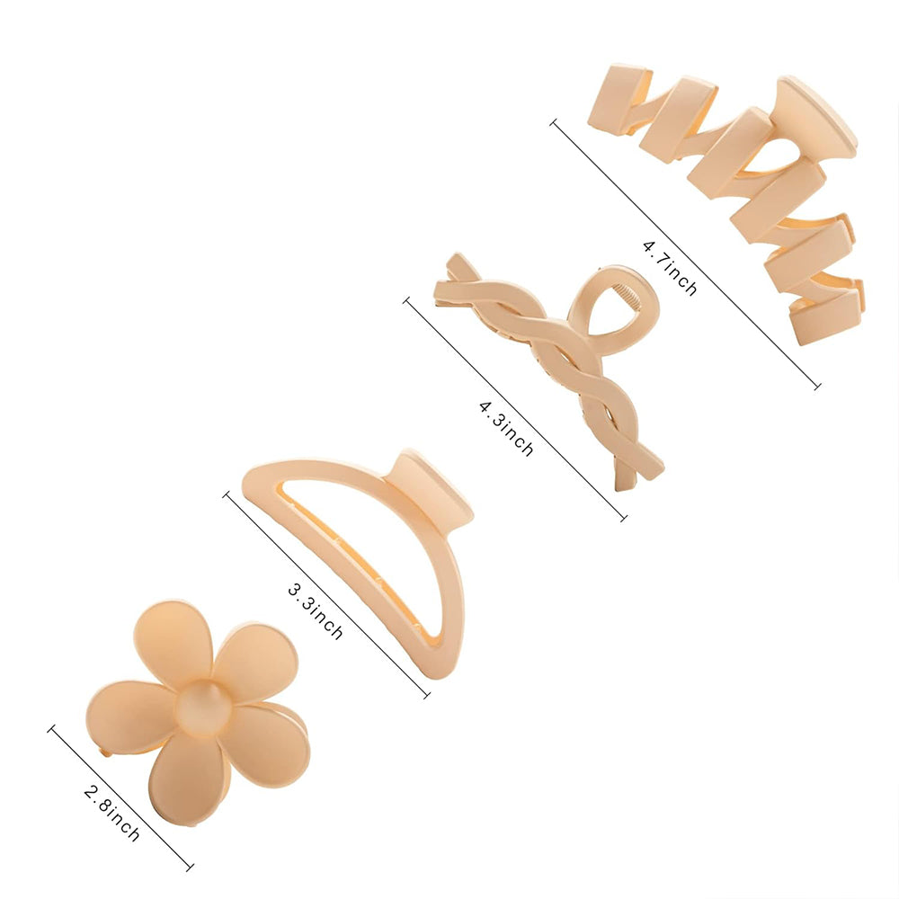 8Pcs Fall Winter Milk Coffee Tone Hair Claws Set Acrylic Hair Clips for Women