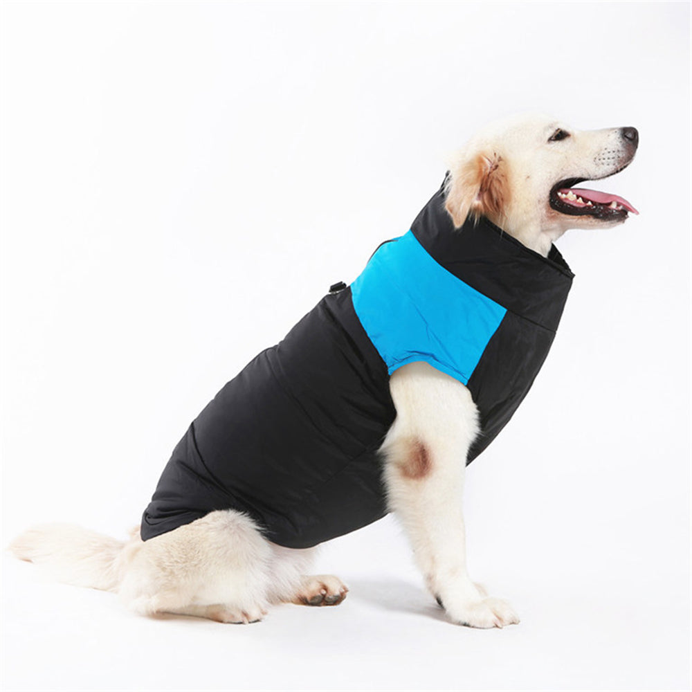 Windproof Waterproof Dog Winter Coat Jacket Warm Dog Vest Cold Weather Apparel-Blue