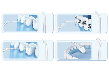 Cordless Electric Water Flosser Teeth Cleaner Floss Irrigator With 4 Jet Tips-White