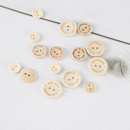 100 PCS Cute Engineered Wooden Buttons Round Shape Buttons for Sewing DIY