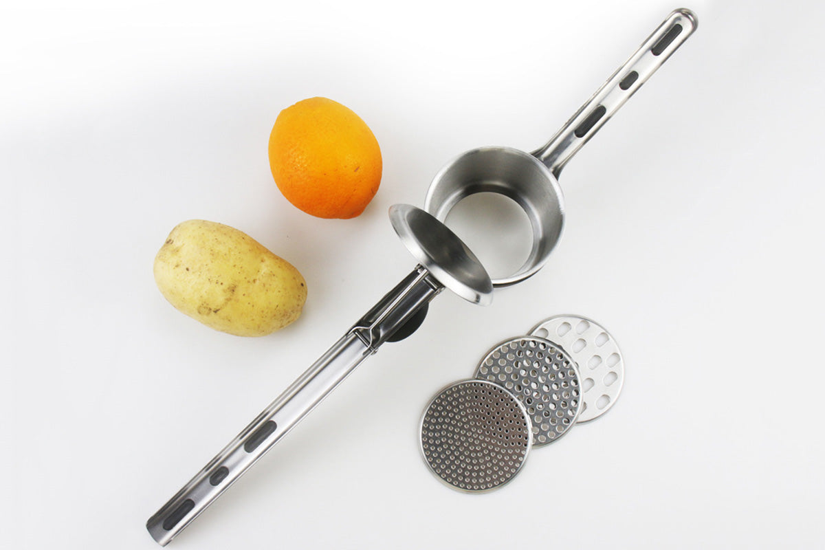 3-in-1 Stainless Steel Potato Ricer & Masher with 3 Interchangeable Discs