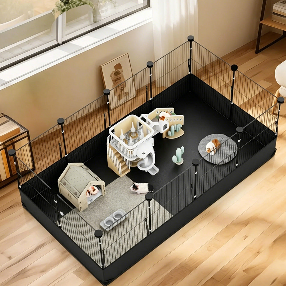 Foldable Pet Playpen with Mat Indoor Outdoor Dog Fence for Puppy and Rabbit