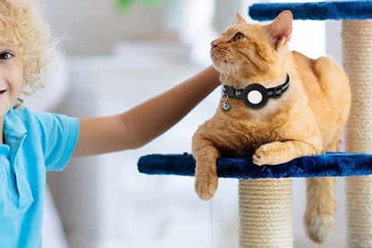 Adjustable Cat Collar Compatible with Apple Airtag - Black