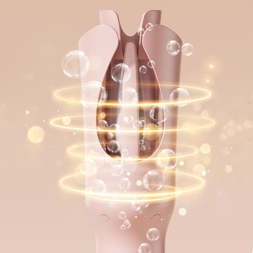 Automatic Curling Iron with 3 Temperatures Curling Iron 2-Way Rotation for Hair Styling Pink