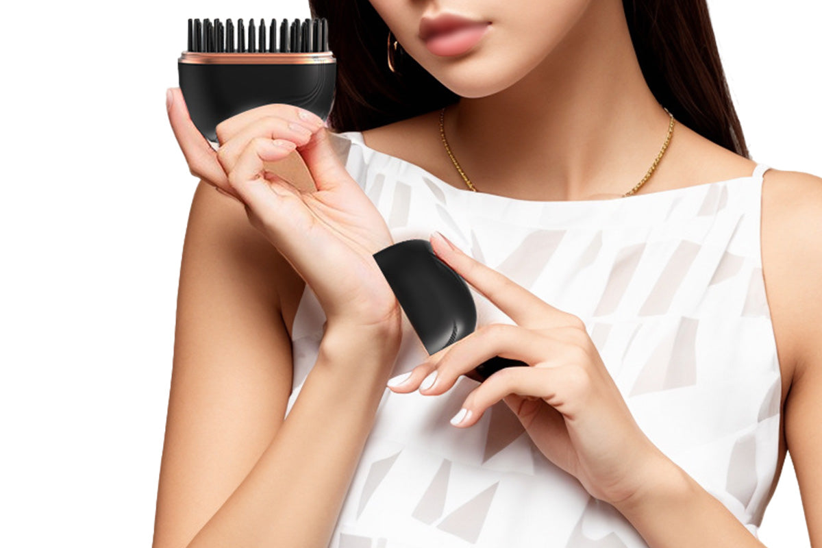 Rechargeable Wireless Mini Hair Straightener Comb - Black