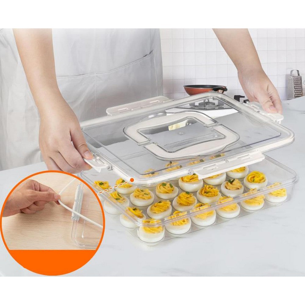 Deviled Egg Containers with Lid and Handle Stackable Egg Tray for Fridge