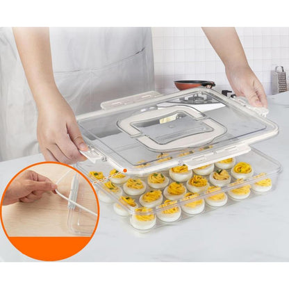 Deviled Egg Containers with Lid and Handle Stackable Egg Tray for Fridge