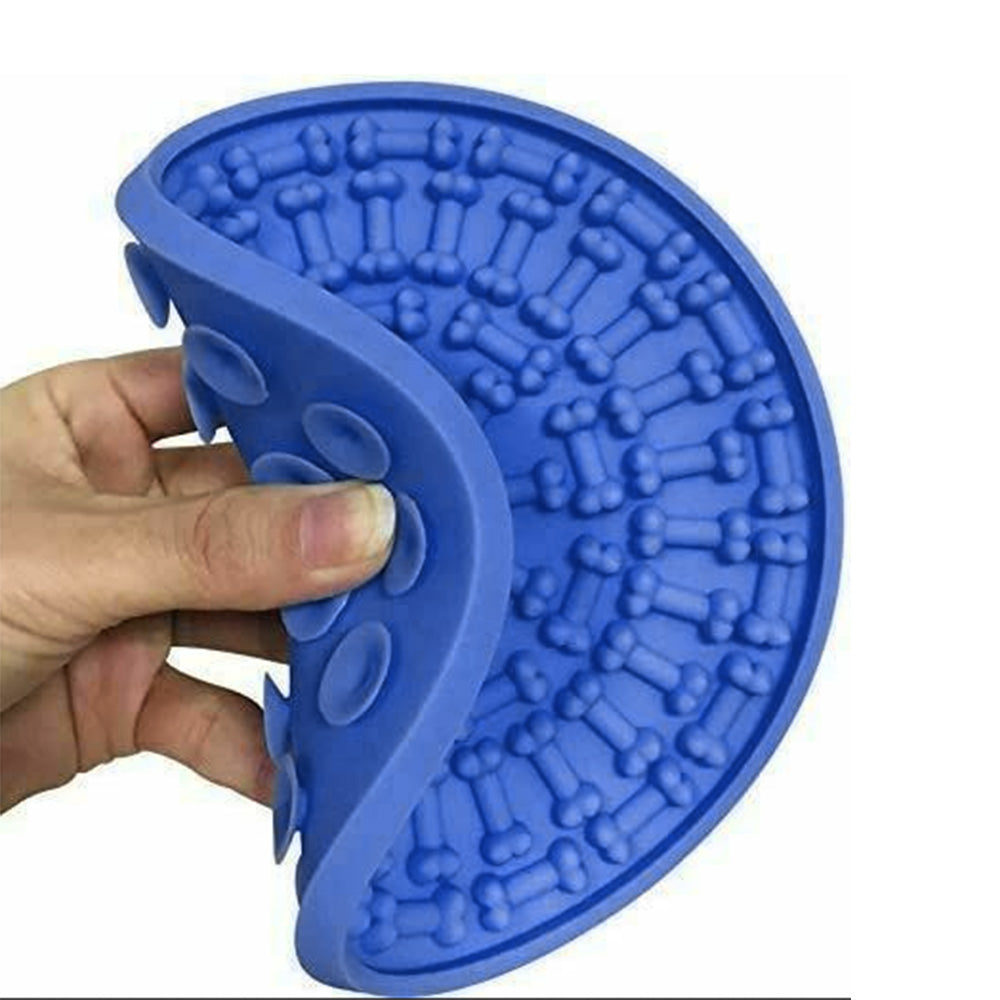 Dog Lick Pad Bath Washing Buddy Suction Grooming Pad Helper Slow Feeder Mat-Blue