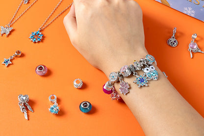 DIY Charm Bracelet Blind Box Jewelry Making Kit Holiday Birthday Gift for Little Ones Girls Teens-Blue