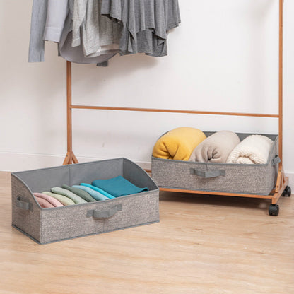 2Pcs  Storage Bin with Handles Large Capacity Closet Shelf Organizer for Clothes Blanket Hats Grey