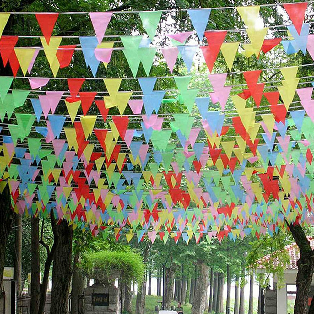 Colorful Triangle Pennant Banner Flags Set for Weddings Ceremonies Parties and Festivals