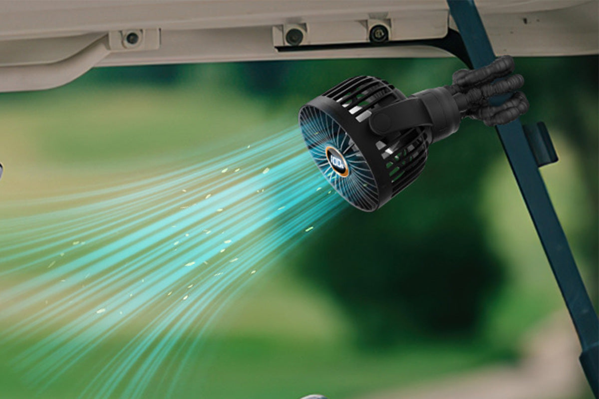 Portable Octopus Stroller Fan with Digital Display and 3 Speed Settings-Black