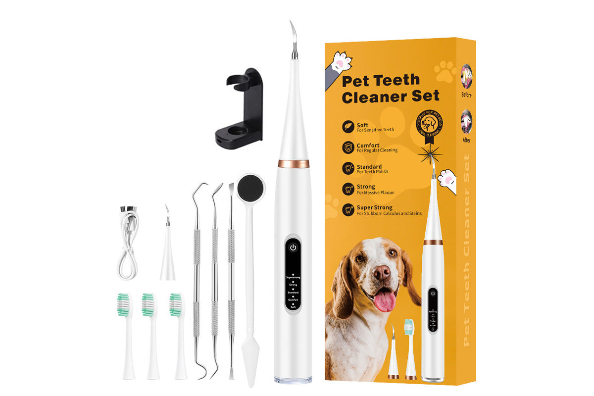 Pet Ultrasonic Tooth Cleaner Dog Plaque Tartar Stain Remover White