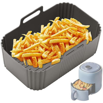 Reusable Silicone Air Fryer Liner ââ‚?Non-Stick Dual Basket & Easy Clean Grey