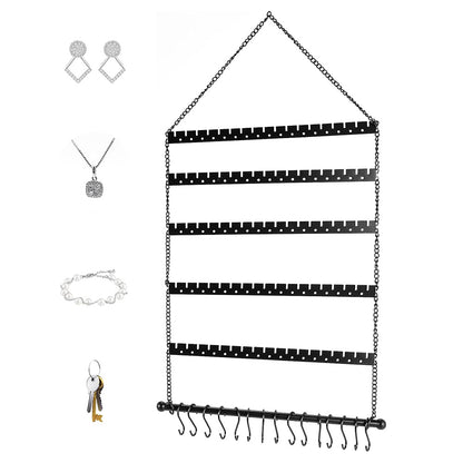 6 Layer Wall Mounted Earring Organizer for Studs Hoops Dangle Earrings and Necklaces