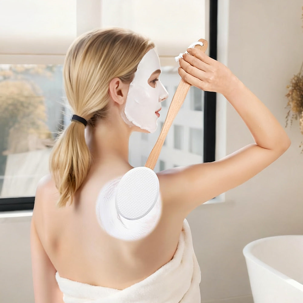 Back & Foot Lotion Applicator with 4 Replacement Pads Sunscreen Applicator Tool White